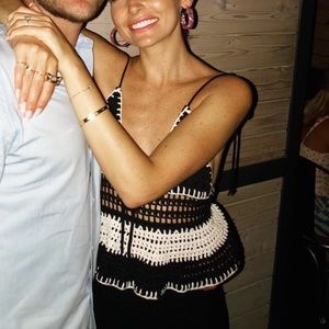 NBD white and Black crochet top